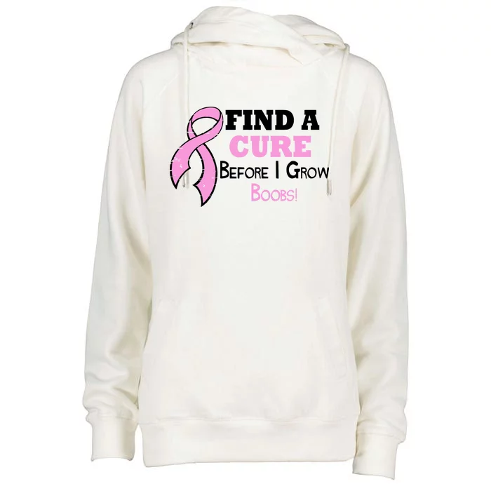 Find A Cure Before I Grow Boobs Womens Funnel Neck Pullover Hood