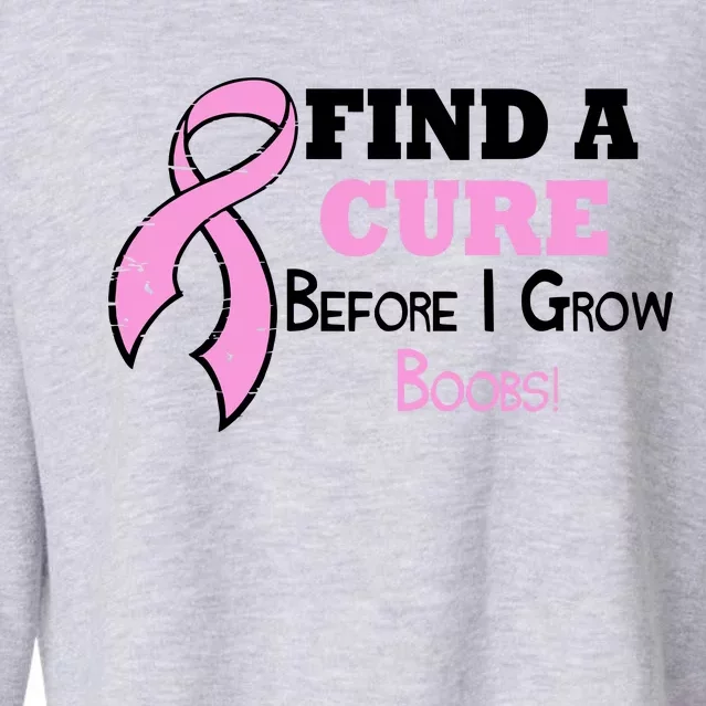 Find A Cure Before I Grow Boobs Cropped Pullover Crew