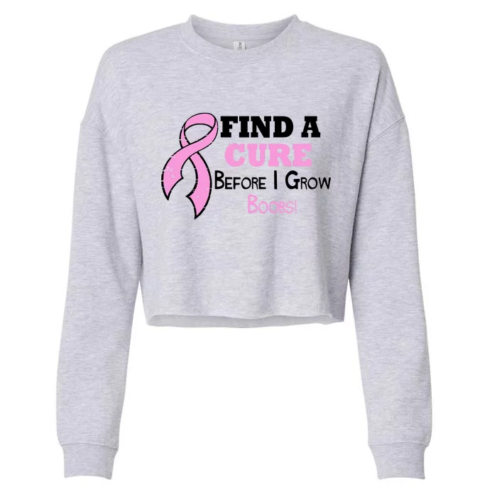 Find A Cure Before I Grow Boobs Cropped Pullover Crew