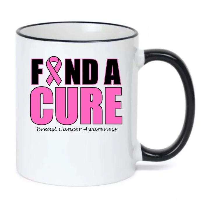 Find A Cure Breast Cancer Awareness Ribbon Black Color Changing Mug