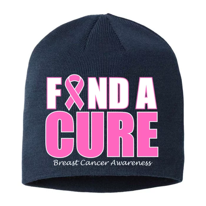 Find A Cure Breast Cancer Awareness Ribbon 8 1/2in Sustainable Knit Beanie