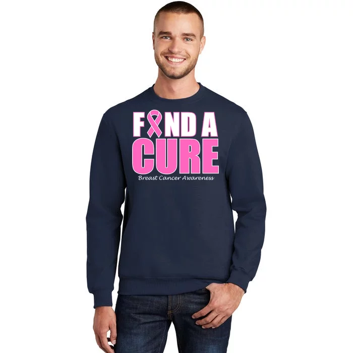 Find A Cure Breast Cancer Awareness Ribbon Tall Sweatshirt