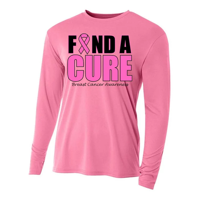 Find A Cure Breast Cancer Awareness Ribbon Cooling Performance Long Sleeve Crew