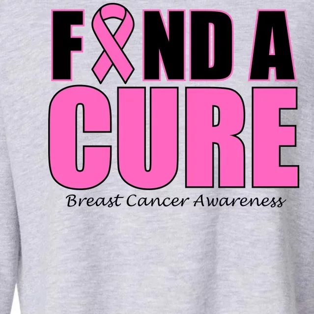 Find A Cure Breast Cancer Awareness Ribbon Cropped Pullover Crew