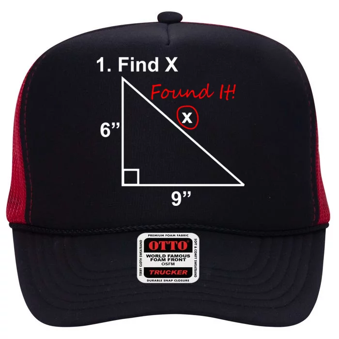 Find X Found It Funny Math School High Crown Mesh Trucker Hat