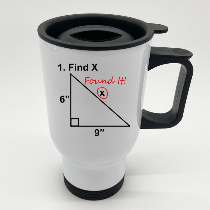 Find X Found It Funny Math School Front & Back Stainless Steel Travel Mug