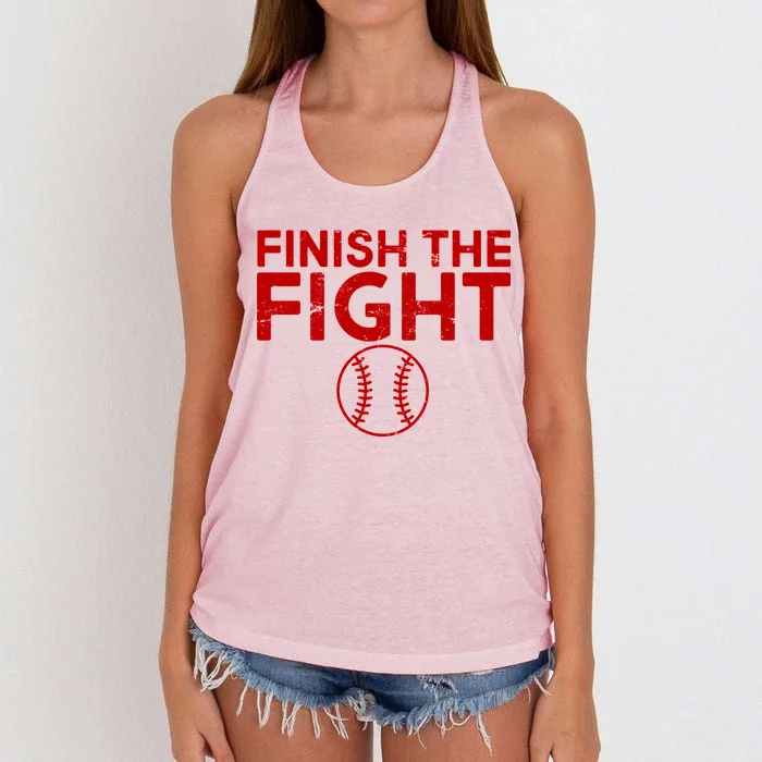 Finish The Fight Washington Baseball Women's Knotted Racerback Tank