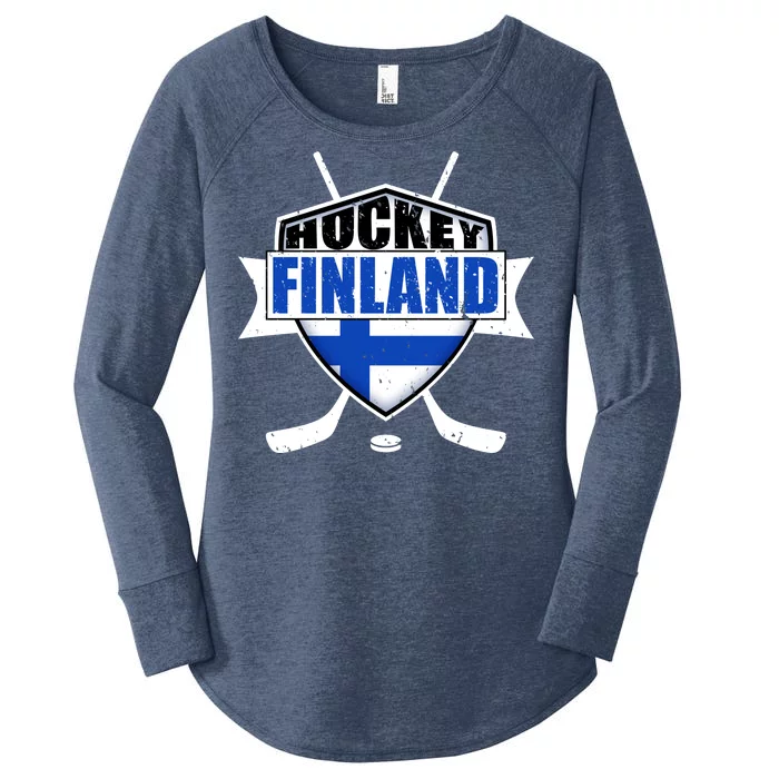 Finland Hockey Team Shield Women's Perfect Tri Tunic Long Sleeve Shirt