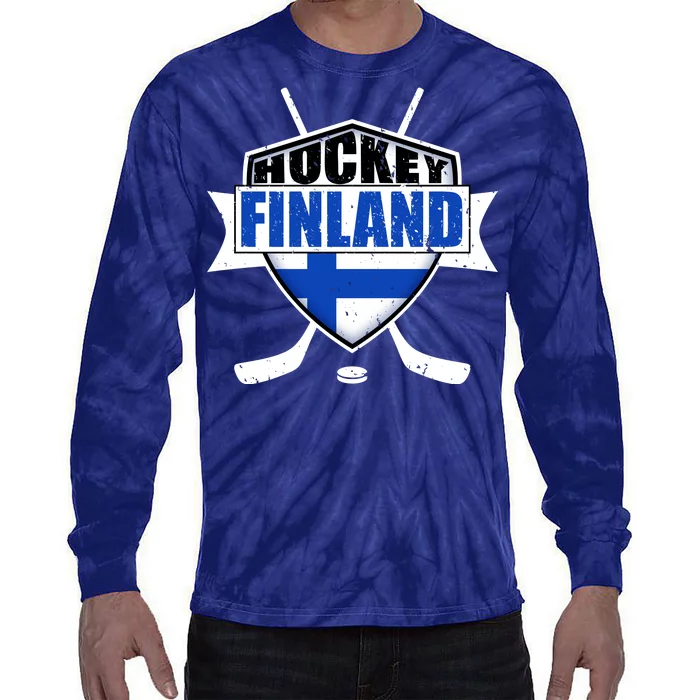 Finland Hockey Team Shield Tie-Dye Long Sleeve Shirt