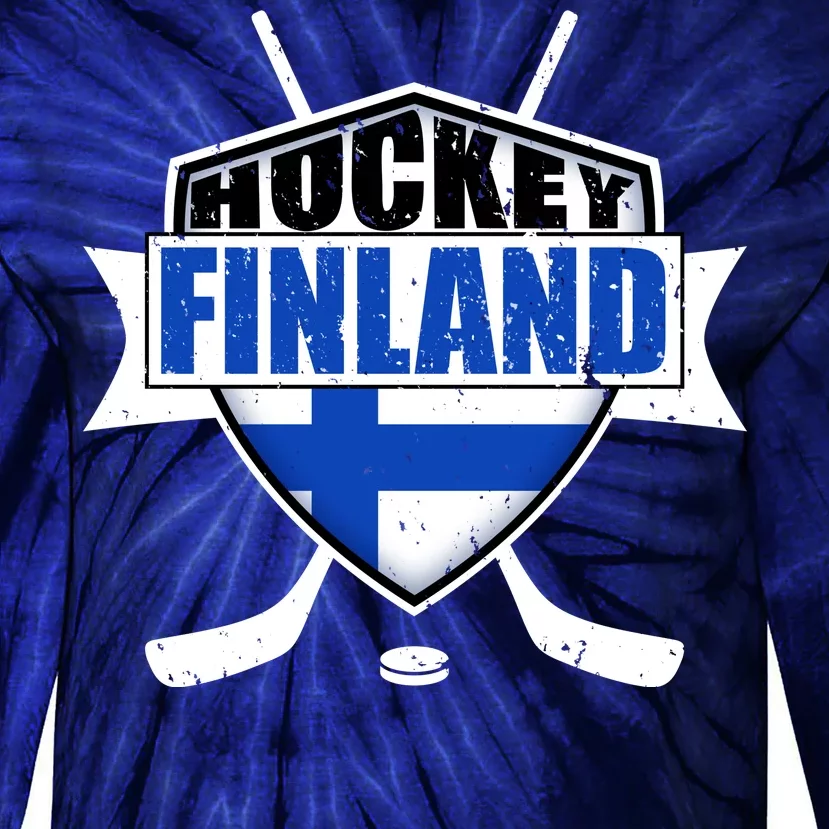 Finland Hockey Team Shield Tie-Dye Long Sleeve Shirt