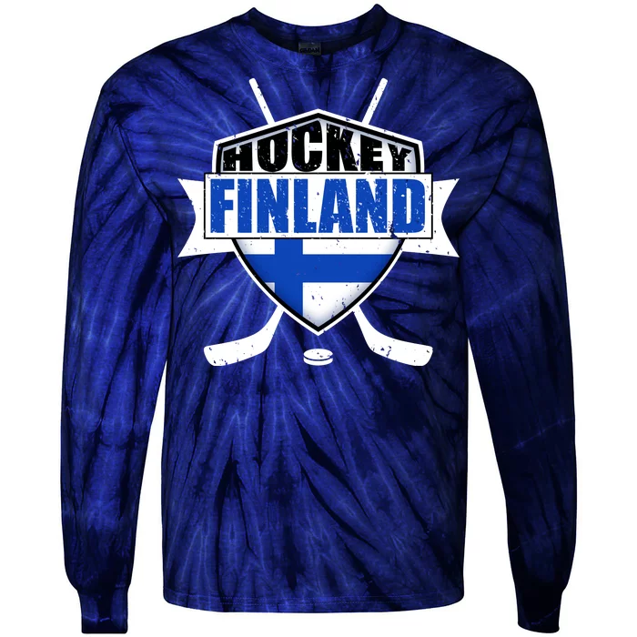 Finland Hockey Team Shield Tie-Dye Long Sleeve Shirt