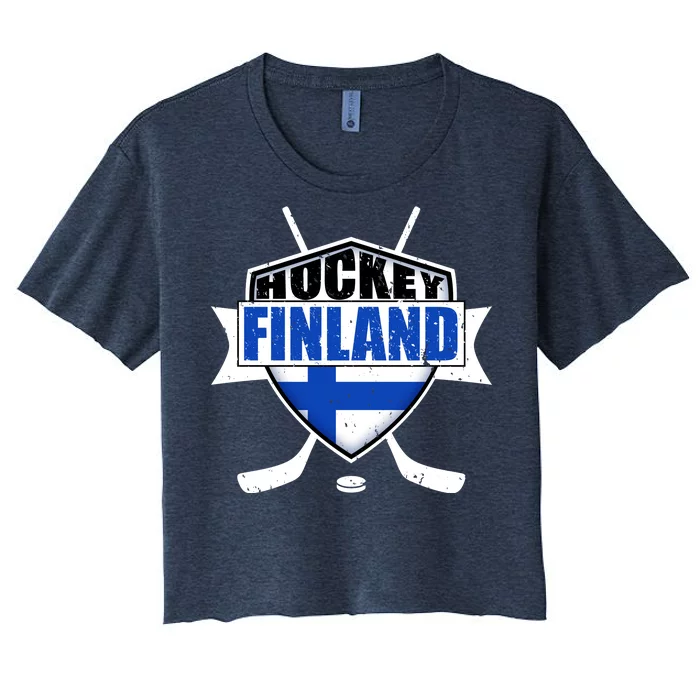 Finland Hockey Team Shield Women's Crop Top Tee