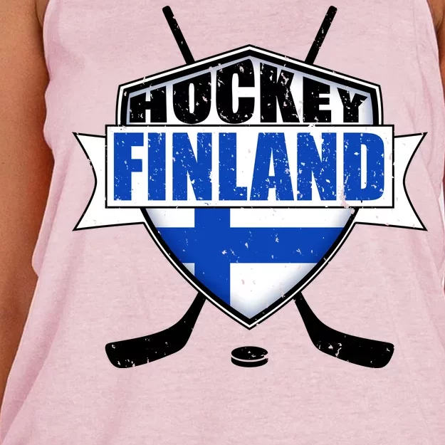 Finland Hockey Team Shield Women's Knotted Racerback Tank