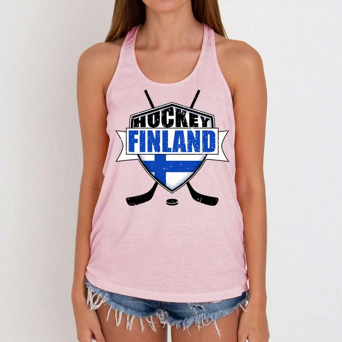 Finland Hockey Team Shield Women's Knotted Racerback Tank