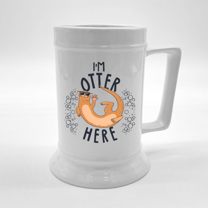 Funny I'm Otter Here Front & Back Beer Stein