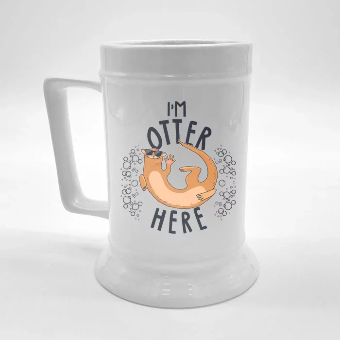 Funny I'm Otter Here Front & Back Beer Stein