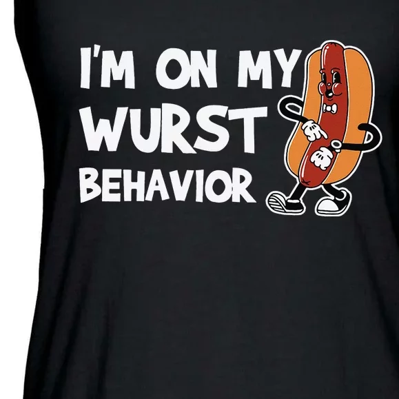 Funny I'm On My Wurst Behaviour German Sausage Wurst Ladies Essential Flowy Tank