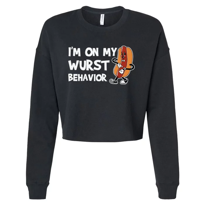 Funny I'm On My Wurst Behaviour German Sausage Wurst Cropped Pullover Crew