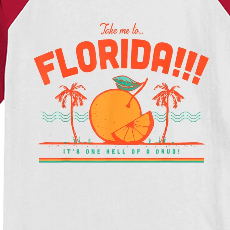 Florida ItS One Hell Of A Drug Funny Crocodile And Manatees Kids Colorblock Raglan Jersey