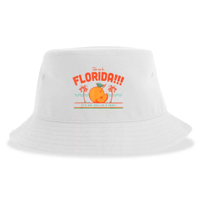 Florida ItS One Hell Of A Drug Funny Crocodile And Manatees Sustainable Bucket Hat