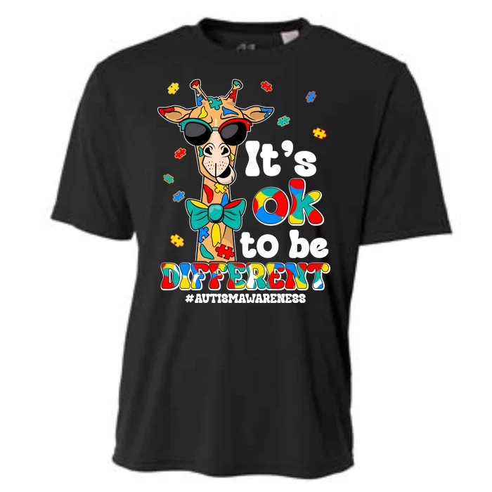 Funny ItS Ok To Be Different Autism Awareness Giraffe Cooling Performance Crew T-Shirt