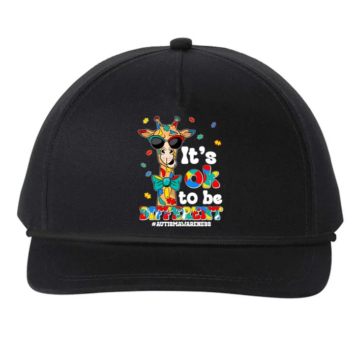 Funny ItS Ok To Be Different Autism Awareness Giraffe Snapback Five-Panel Rope Hat