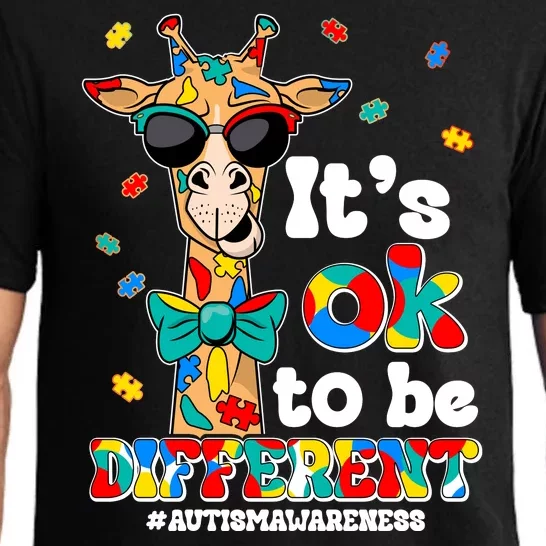 Funny ItS Ok To Be Different Autism Awareness Giraffe Pajama Set