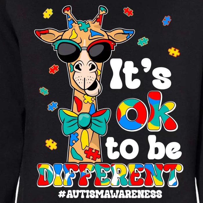 Funny ItS Ok To Be Different Autism Awareness Giraffe Womens California Wash Sweatshirt