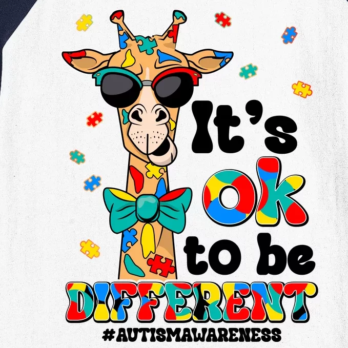 Funny ItS Ok To Be Different Autism Awareness Giraffe Baseball Sleeve Shirt