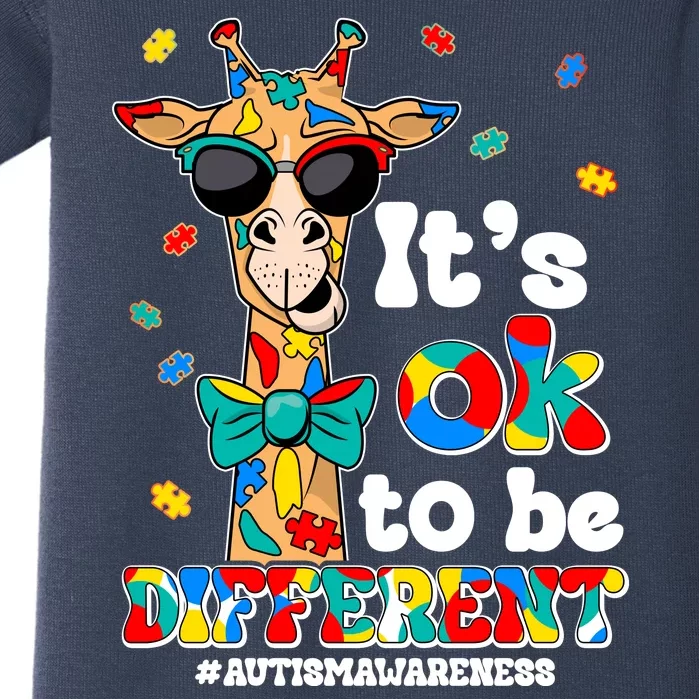 Funny ItS Ok To Be Different Autism Awareness Giraffe Baby Bodysuit