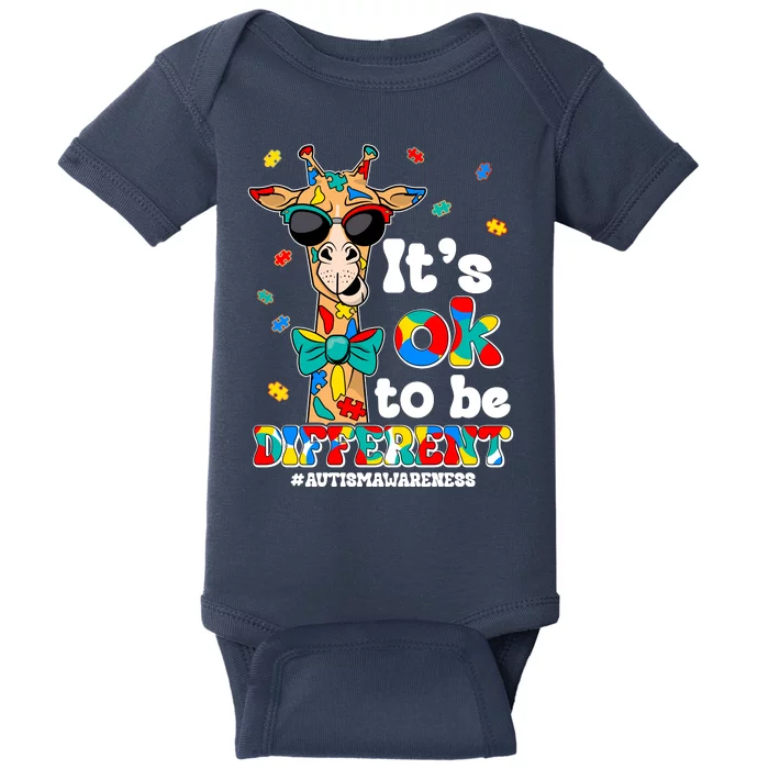 Funny ItS Ok To Be Different Autism Awareness Giraffe Baby Bodysuit