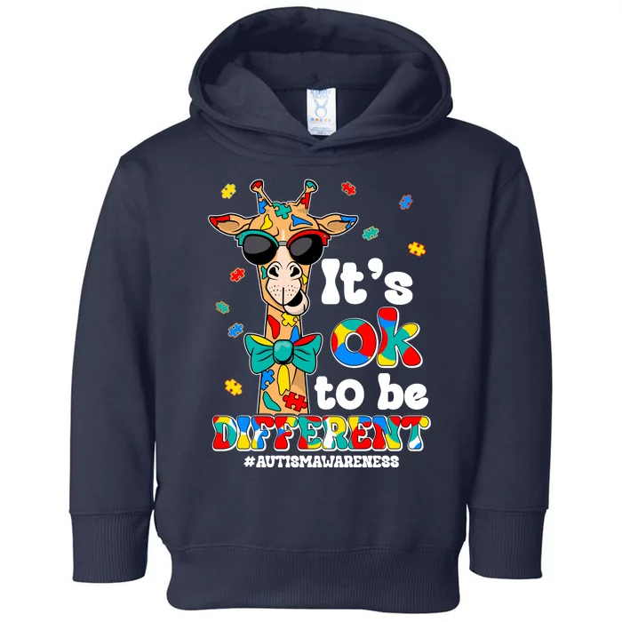 Funny ItS Ok To Be Different Autism Awareness Giraffe Toddler Hoodie