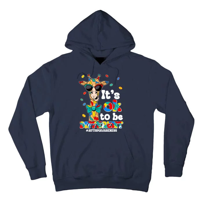 Funny ItS Ok To Be Different Autism Awareness Giraffe Tall Hoodie