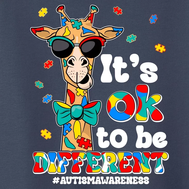 Funny ItS Ok To Be Different Autism Awareness Giraffe Toddler T-Shirt