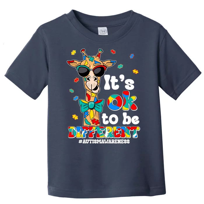 Funny ItS Ok To Be Different Autism Awareness Giraffe Toddler T-Shirt