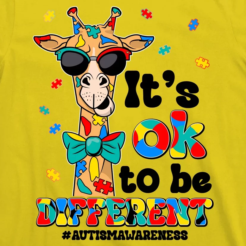 Funny ItS Ok To Be Different Autism Awareness Giraffe T-Shirt