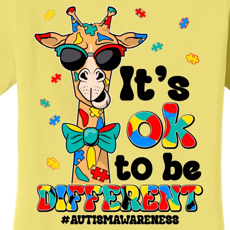 Funny ItS Ok To Be Different Autism Awareness Giraffe Women's T-Shirt