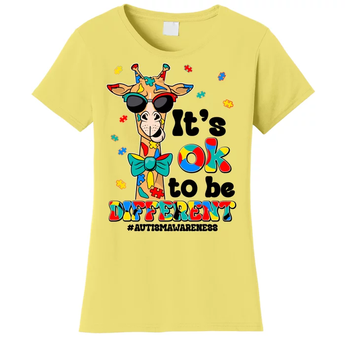 Funny ItS Ok To Be Different Autism Awareness Giraffe Women's T-Shirt