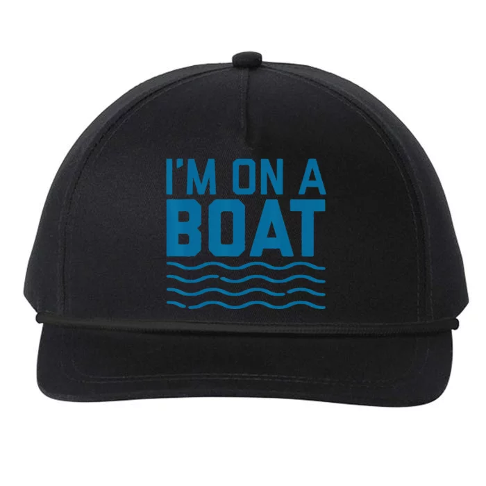 Funny Im On A Boat Ship Water Wave Blue Cruise Snapback Five-Panel Rope Hat