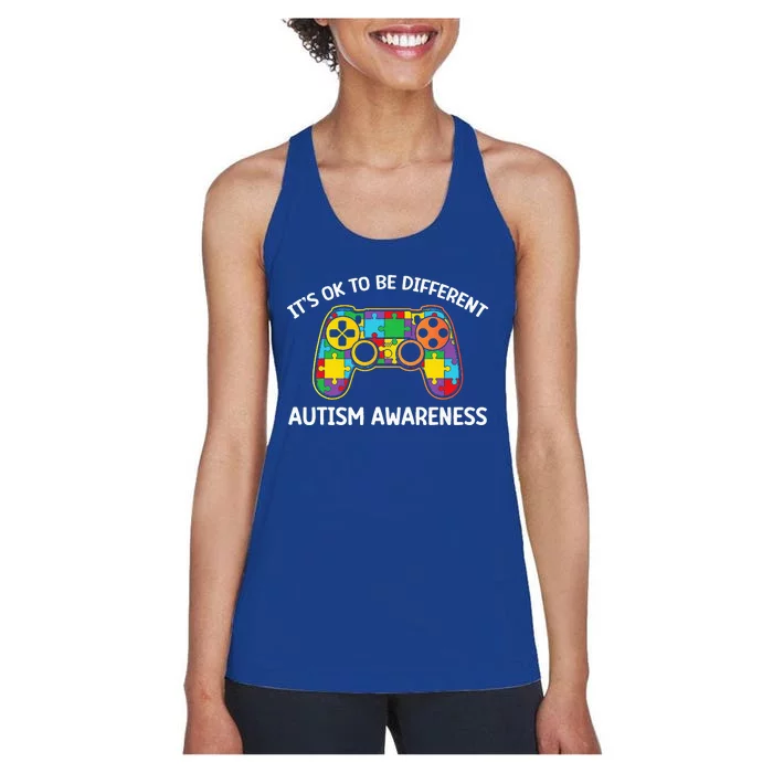 Funny Its Ok To Be Different Autism Awareness Women's Racerback Tank