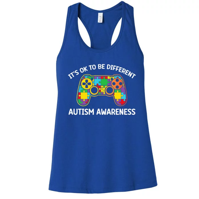 Funny Its Ok To Be Different Autism Awareness Women's Racerback Tank