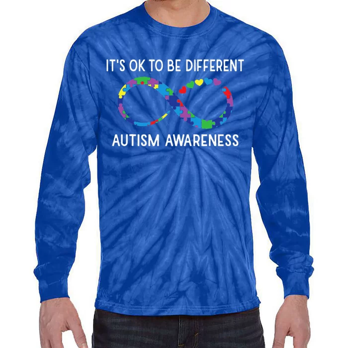 Funny Its Ok To Be Different Autism Awareness Tie-Dye Long Sleeve Shirt