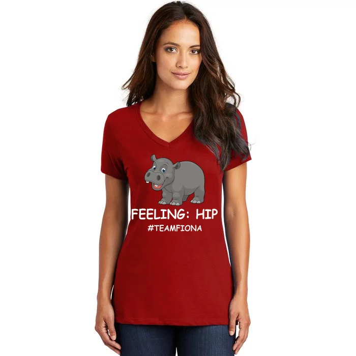 Fiona The Baby Hippo Feeling Hip Preemie Women's V-Neck T-Shirt