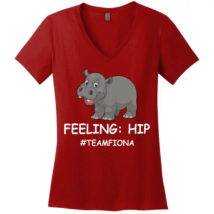 Fiona The Baby Hippo Feeling Hip Preemie Women's V-Neck T-Shirt