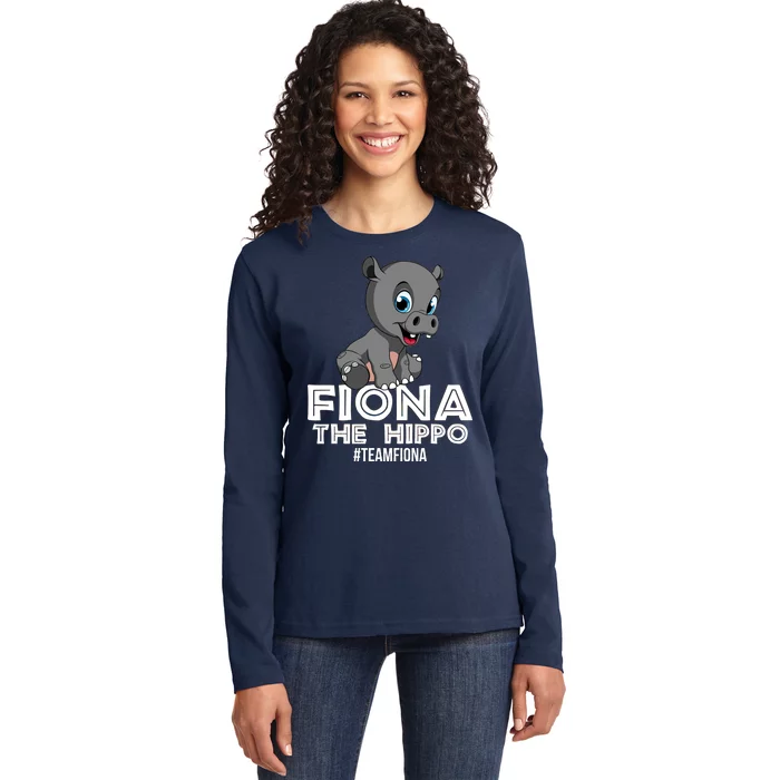 Fiona The Hippo #TeamFiona Hippopotamus Zoo Ladies Long Sleeve Shirt