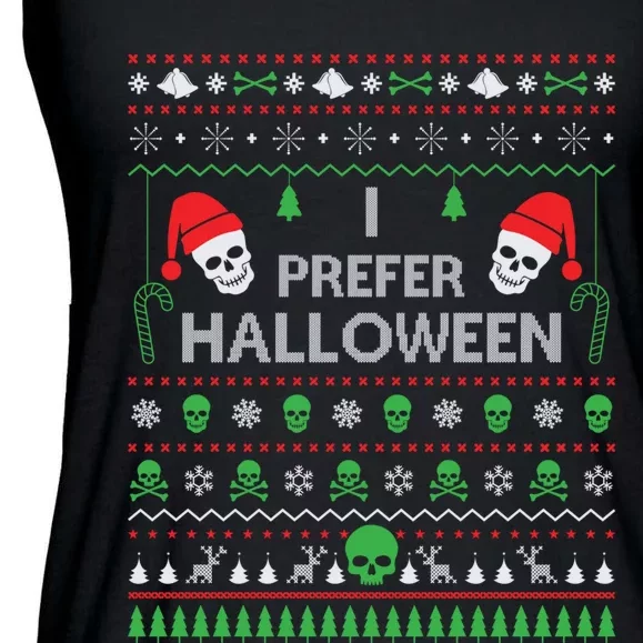 Funny I Prefer Halloween Christmas Sweater Best Ugly X-mas Ladies Essential Flowy Tank