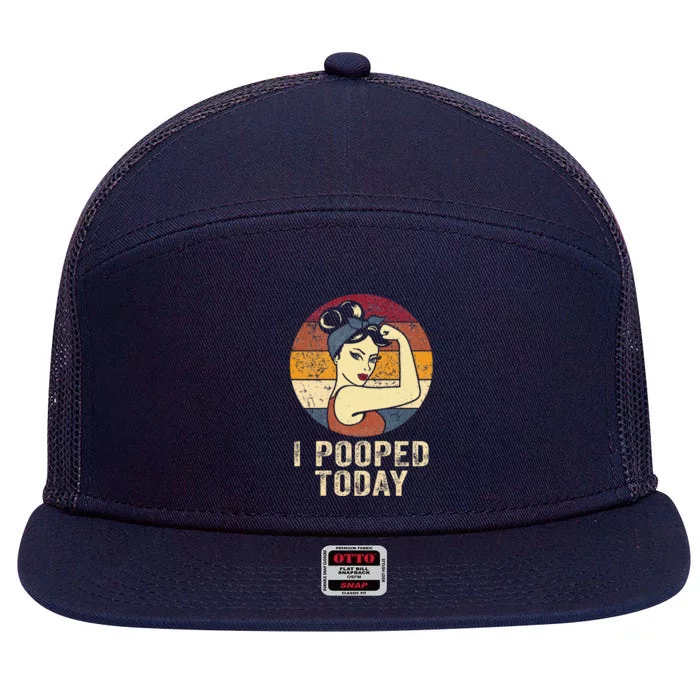 Funny I Pooped Today Retro Rosie Funny Humor I Pooped 7 Panel Mesh Trucker Snapback Hat