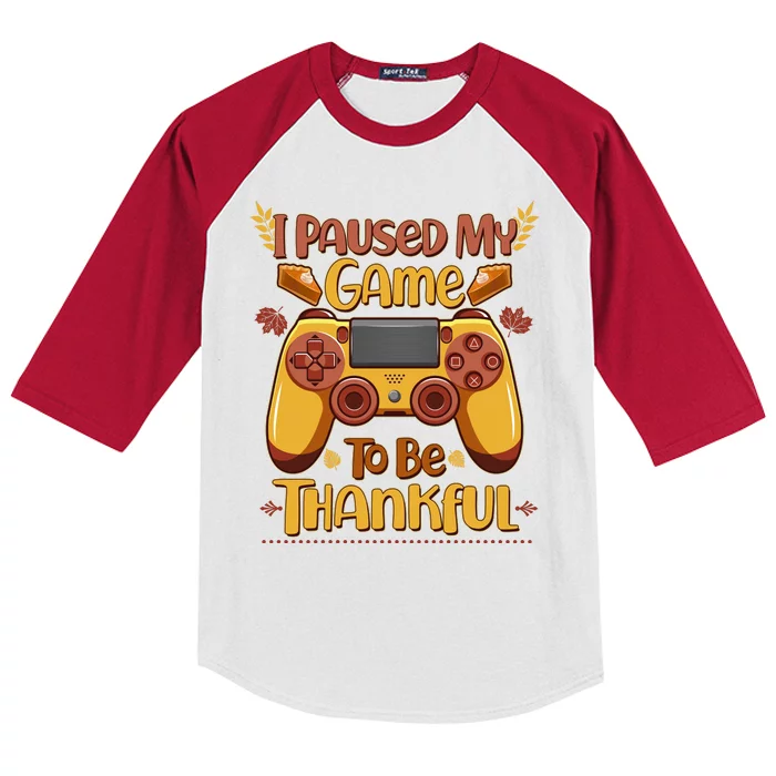 Funny I Paused My Game To Be Thankful Kids Colorblock Raglan Jersey