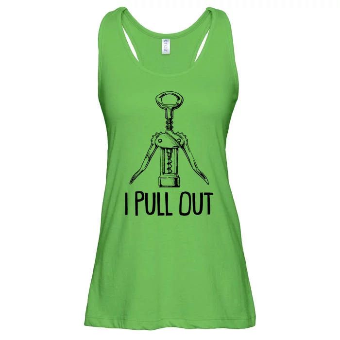 Funny I Pull Out Wine Corkscrew Ladies Essential Flowy Tank