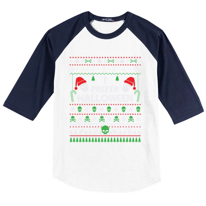 Funny I Prefer Halloween Christmas Sweater Best Ugly Xmas Baseball Sleeve Shirt